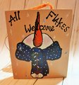 All Flakes Welcome Snowman Wood Sign Shelf Sitter
