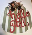 Hello Fall Striped Pumpkin Wood Door Hanger
