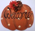 Welcome Polka Dot Pumpkin Wood Door Hanger