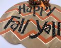 Happy Fall Yall Chevron Pumpkin Wood Door Hanger