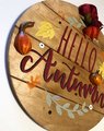 Hello Autumn Round Wood Door Hanger