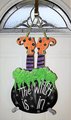 The Witch Is In Door Hanger – Halloween Cauldron with Witch Feet Sign – Spooky Front Door Décor – Handmade Halloween Decoration