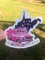 West Virginia Mountain Mama Sticker – Retro Pink Truck Vinyl Decal – WV State Pride Waterproof Sticker – Appalachian Gift