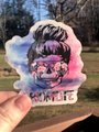Mom Life Tie Dye Skull Sticker, Messy Bun Decal