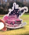 West Virginia Mountain Mama Sticker – Retro Pink Truck Vinyl Decal – WV State Pride Waterproof Sticker – Appalachian Gift