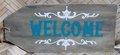 Welcome Gray and Teal Wooden Door Tag