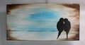 Lovebirds Silhouette Painted Stretched Canvas