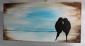 Lovebirds Silhouette Painted Stretched Canvas