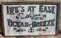 Life's At Ease With An Ocean Breeze Framed Wooden Sign Decor