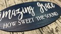 Amazing Grace Oval Wooden Sign with Chain