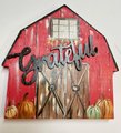 Grateful Fall Scene Barn Wood Sign Shelf Sitter