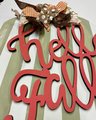 Hello Fall Striped Pumpkin Wood Door Hanger
