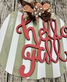 Hello Fall Striped Pumpkin Wood Door Hanger