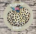 Welcome to Our Patch Pumpkin Door Hanger – Leopard Print Fall Front Door Sign – Rustic Farmhouse Autumn Décor – Pumpkin Porch Decoration