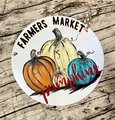 Hand-Painted Farmers Market Pumpkins Door Hanger – Rustic Fall Decor