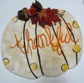 Thankful Polka Dot Pumpkin Wood Door Hanger