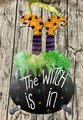 The Witch Is In Door Hanger – Halloween Cauldron with Witch Feet Sign – Spooky Front Door Décor – Handmade Halloween Decoration