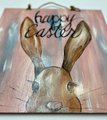 Happy Easter Bunny Head Wooden Pastel Painted Door Hanger Sign