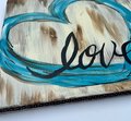 Heart Blue Love Painted Stretched Canvas