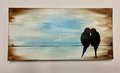 Lovebirds Silhouette Painted Stretched Canvas