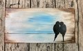 Lovebirds Silhouette Painted Stretched Canvas