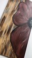 Burgundy Flower Painted Wooden Hanging Wall Decor