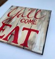 Y'all Come Eat Decorative Painted Canvas Red Letters