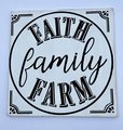 Faith Family Farm Painted Wooden Sign Decor