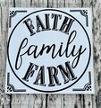 Faith Family Farm Painted Wooden Sign Decor