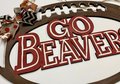 Go Beavers Football Door Hanger – School Spirit Front Door Sign – Game Day Team Décor – Beavers Fan Gift