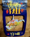 Happy Fall Y'all WV State Shape Mason Jar Wooden Painted Door Hanger Sign Decor