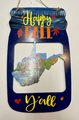 Happy Fall Y'all WV State Shape Mason Jar Wooden Painted Door Hanger Sign Decor