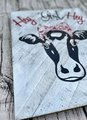 Hey Girl Hey Red Bandana Cow Wooden Decor Door Sign