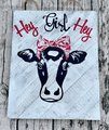 Hey Girl Hey Red Bandana Cow Wooden Decor Door Sign