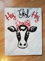 Hey Girl Hey Red Bandana Cow Wooden Decor Door Sign