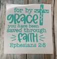 For By Grace Faith Teal Custom Decal Laptop Cup Auto Window