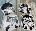 4 Piece Set of Cat Antics variety sizes Cat Face Custom Decal Laptop Cup Auto Window