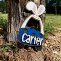Mini Car Bunny Basket Custom Name Ornament Tag