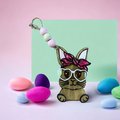 Cool Hip Bunny Glasses Bow Scarf Custom Basket Ornament Tag