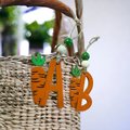 Carrot Initial Wooden Resin Coated Custom Basket Ornament Tag