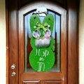 Hop On In Easter Spring Bunny Wooden Door Hanger Sign