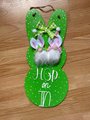 Hop On In Easter Spring Bunny Wooden Door Hanger Sign