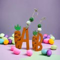 Carrot Initial Wooden Resin Coated Custom Basket Ornament Tag