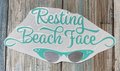 Resting Beach Face Sunglasses Teal Vinyl Custom Decal Laptop Cup Auto Window