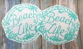Beach Life Palm Tree Star Fish Teal Vinyl Custom Decal Laptop Cup Auto Window