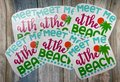 Meet Me at the Beach Palm Tree Vinyl Custom Decal Laptop Cup Auto Window
