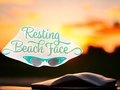 Resting Beach Face Sunglasses Teal Vinyl Custom Decal Laptop Cup Auto Window