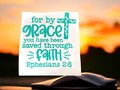 For By Grace Faith Teal Custom Decal Laptop Cup Auto Window