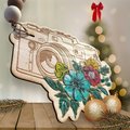 Floral Camera Design Photographer Wooden Hand Painted Christmas Tree Ornament