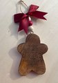 Gingerbread Bakery Ornament – Rustic Wooden Gingerbread Man Christmas w/ Red Bow & Beaded Hanger | Farmhouse Holiday Décor | Santa’s Bakery